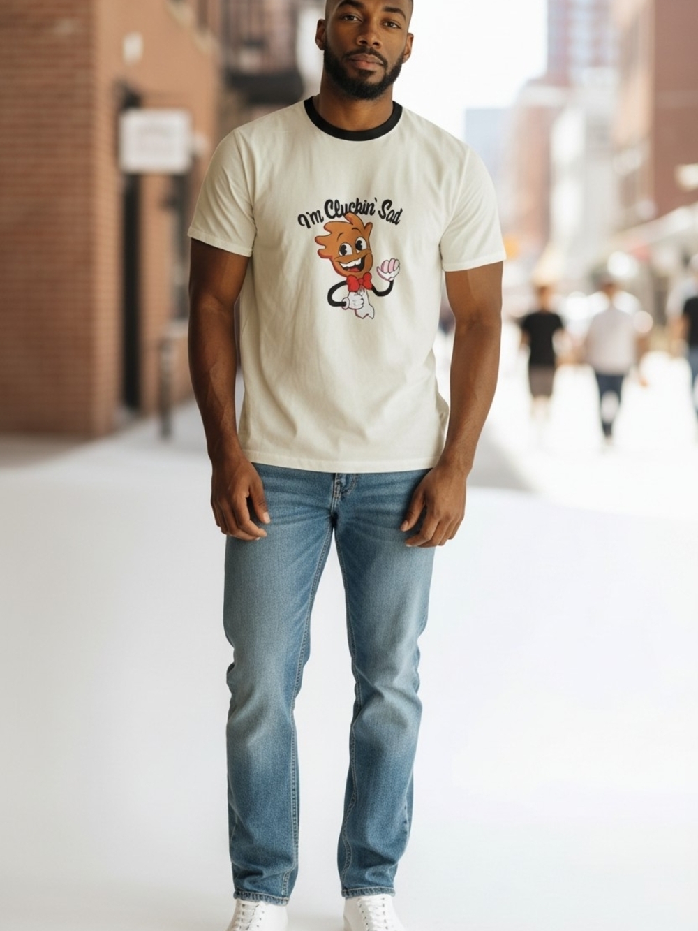 🔥🐔 NWOT "I’m Cluckin’ Sad" Graphic Tee – Cute, Quirky & Comfy! 🐔🔥 Unisex - Picture 3 of 4